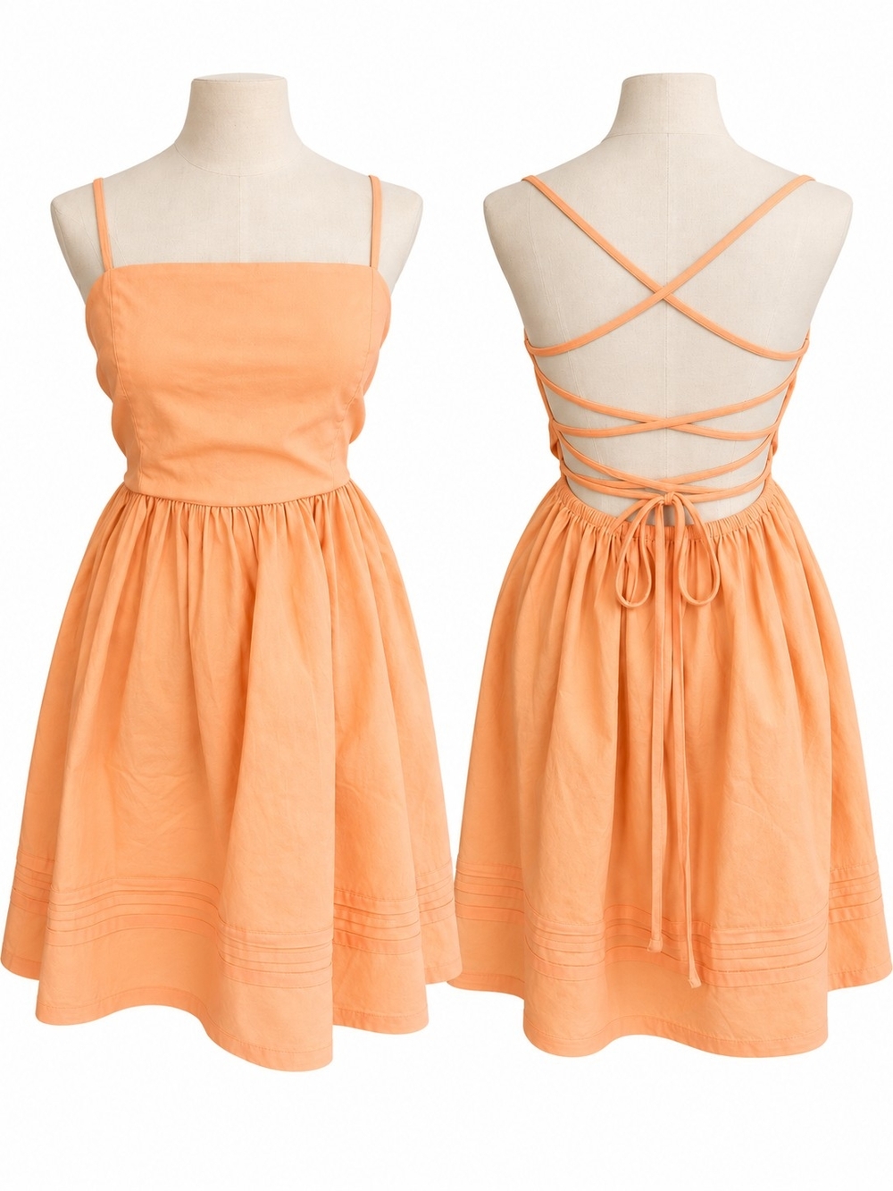 NWT Forever 21 M Cantaloupe Orange Lace Up Back Fit & Flare Mini Dress